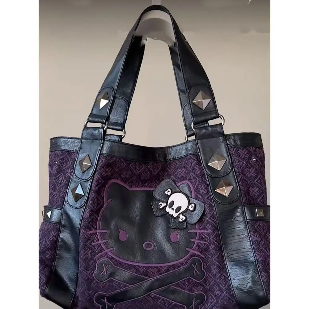 

Miniso Hellokitty Patchwork Purple Underarm Bag Handbag Sweet and Cool Style High Appearance Level Single Shoulder Bag