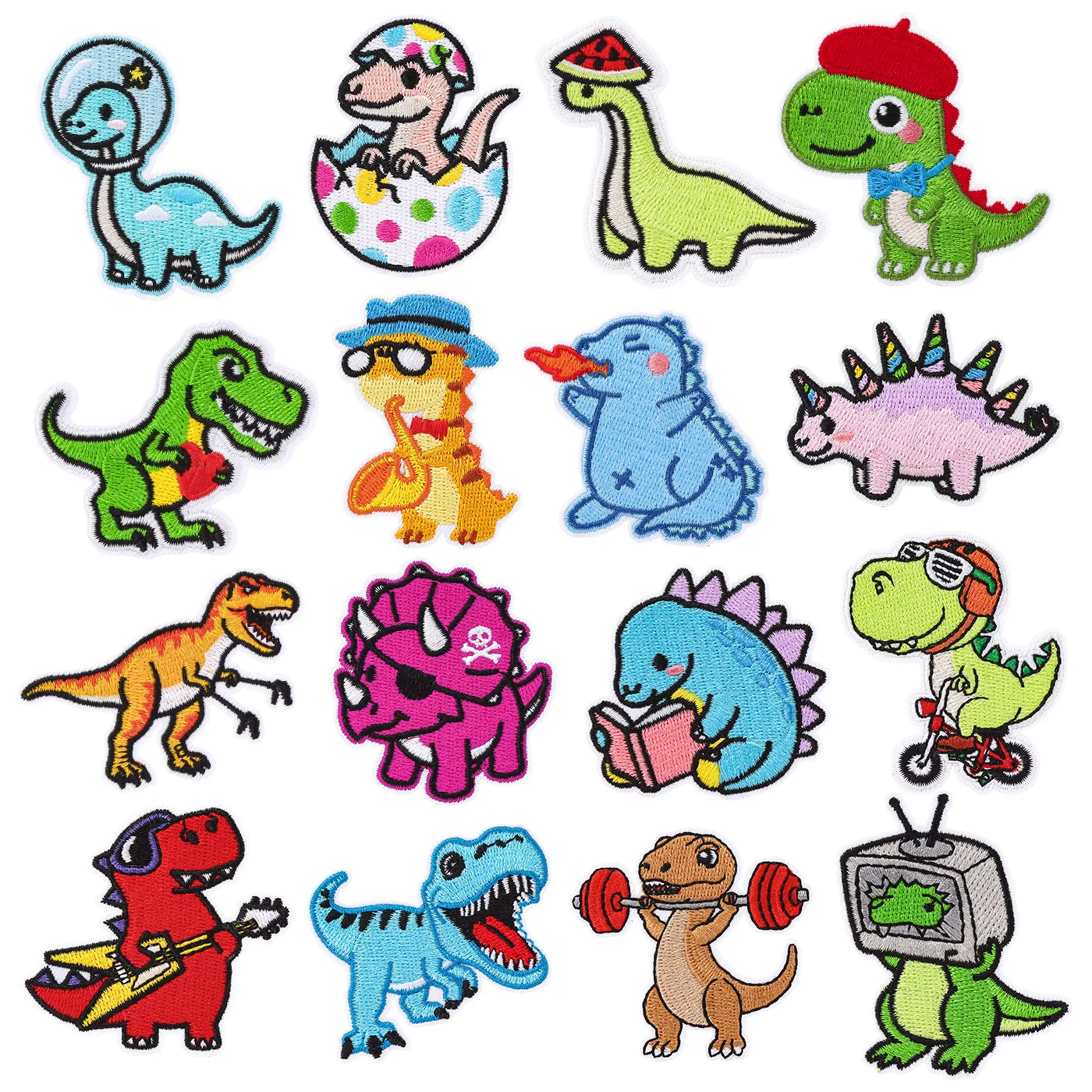 Parche Bordado de Dinosaurio de Dibujos Animados, Bonito y Divertido, para Decorar Ropa Infantil, con Adhesivo Termoadhesivo