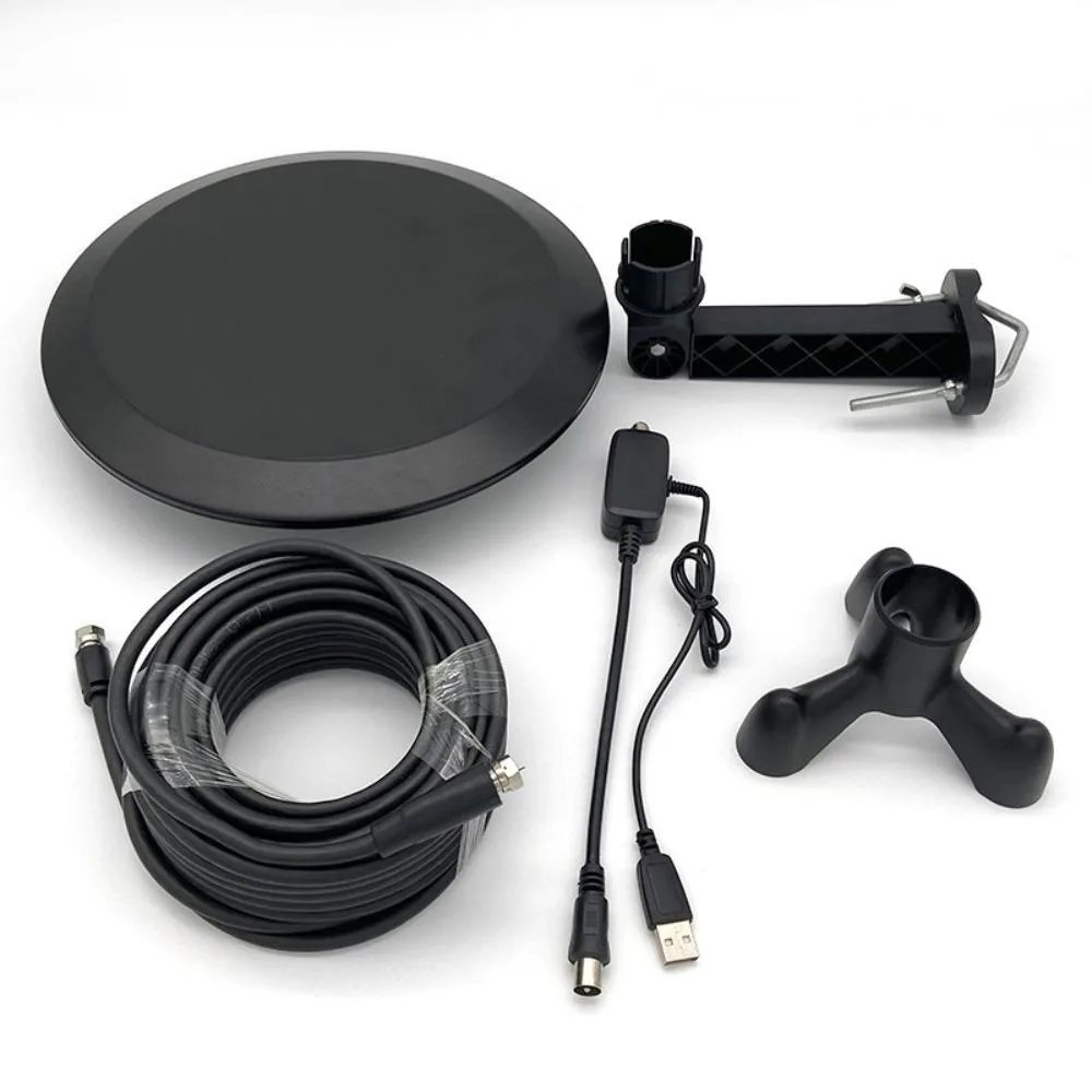 Antena de TV externa 360 °   Recepção direcional com mais de 100 milhas longas aumentam a estabilidade VHF e UHF 4K HDTV para sótão/RV cabo coaxial RG6 de 39 pés