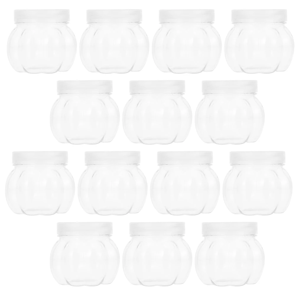 

24pcs Pumpkin Candy Jars 150ml PET Clear Small Storage Containers with Lids for Tea Coffee Beans Snacks Home Supply