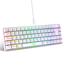 RGB backlit keyboard Russian 69 keys white membrane gaming wired ergonomic Keyboards for compact mini  for pc laptop color black
