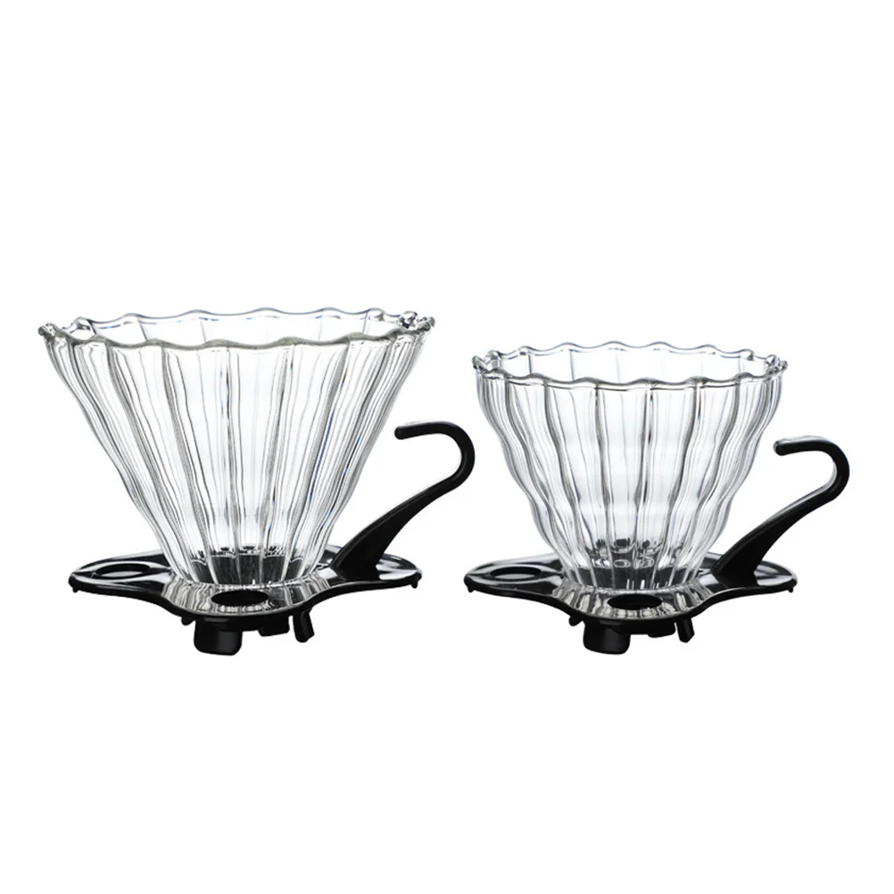 

2Pcs High Quality Glass Coffee Filters Reusable Durable Strainers for Home Travel Coffee Dripper Stripe Tea Slag Funnel