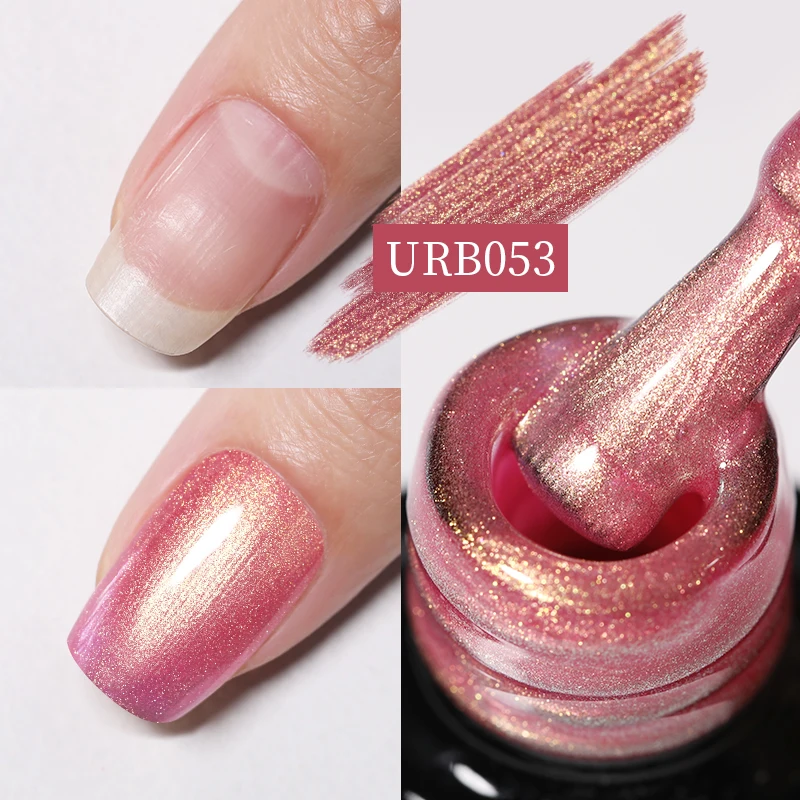 Ur Suiker 7.5Ml Reflecterende Aurora Rubber Basisgel Nagellak Gepolariseerd Licht Semi-Permanent Uv-Gel Constructief Effect