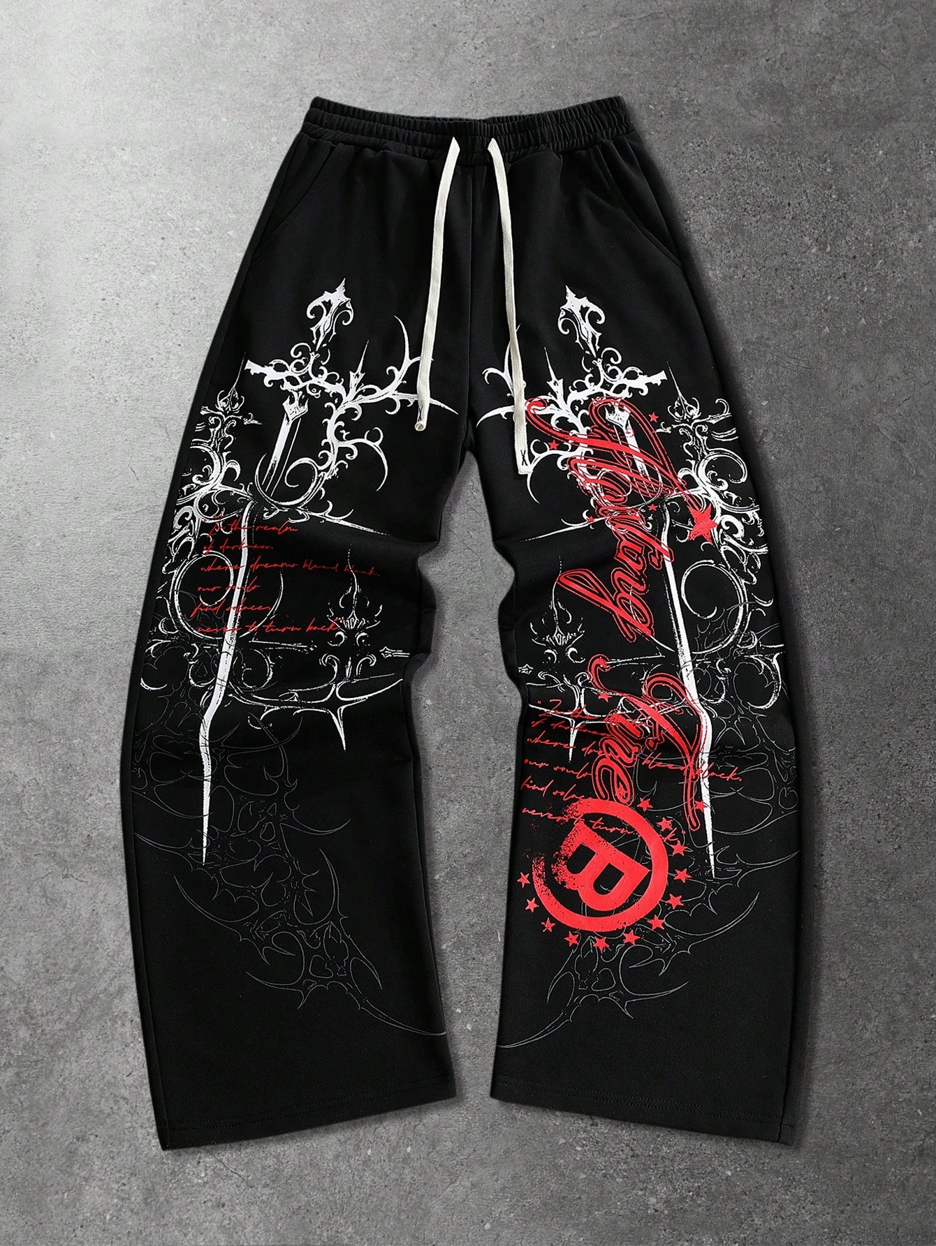2026 Herren- und Damen-Y2K Gothic Angel Print Weite Sporthose Hip-Hop Casual Kordelzughose Harajuku Street Style – Detail 10