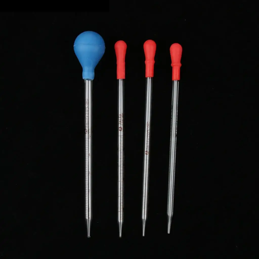 Glass Graduated Pipette with Rubber Cap Lab Chemistry Dropper Dispensing