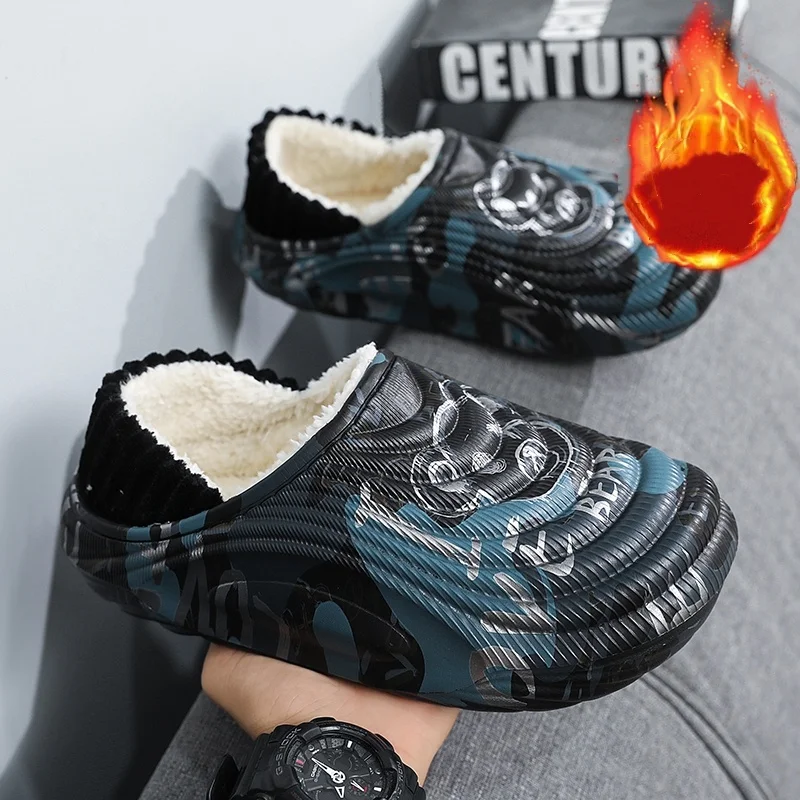 Autumn and Winter Waterproof Cotton Shoes for Men and Women, Plus Velvet to Keep Warm, Outer Wear Cotton Slippers
