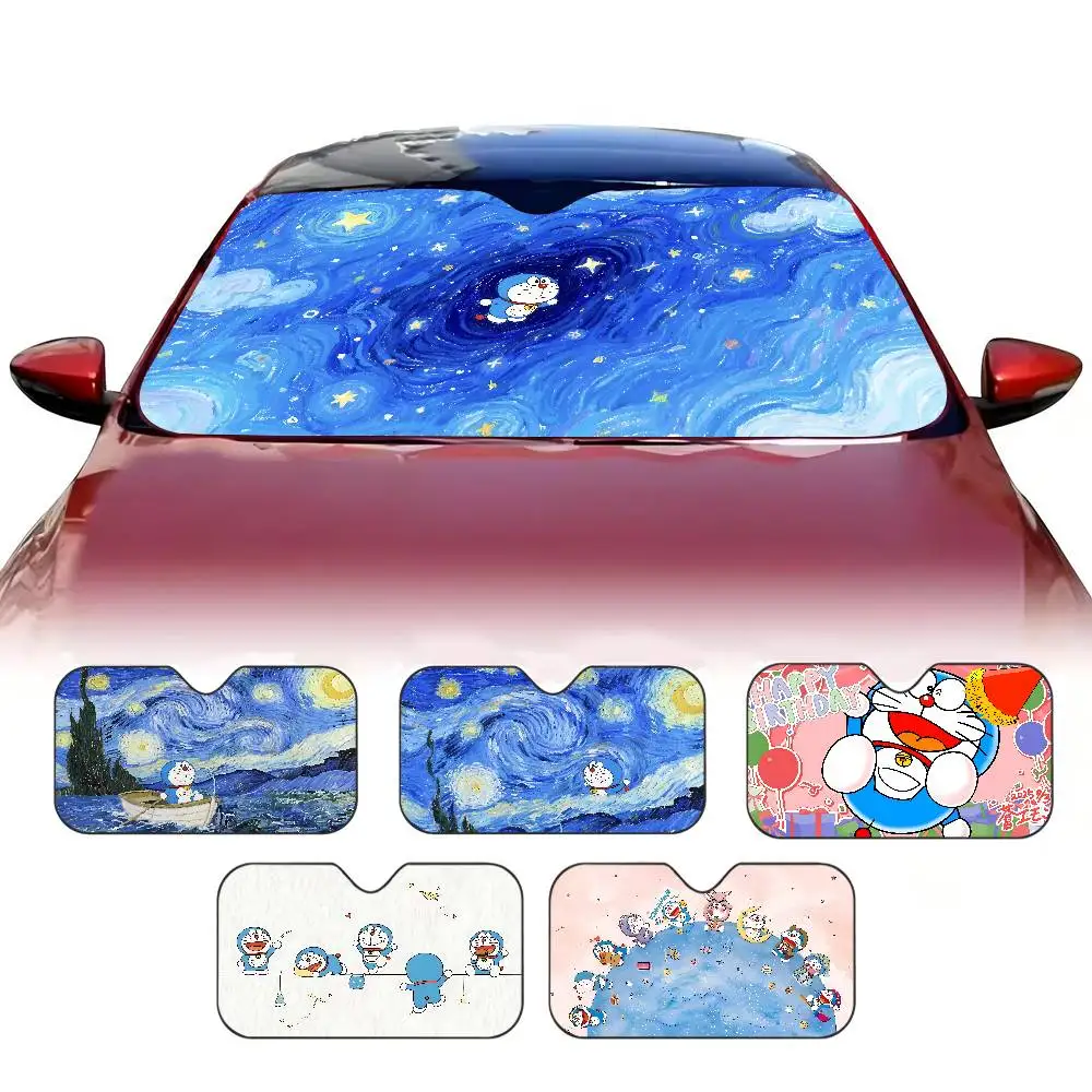Funny D-Doraemons Cartoon Novelty Car Front Windshield Sunshade 70x130cm Cartoon Foils Car Window Windscreen Cover