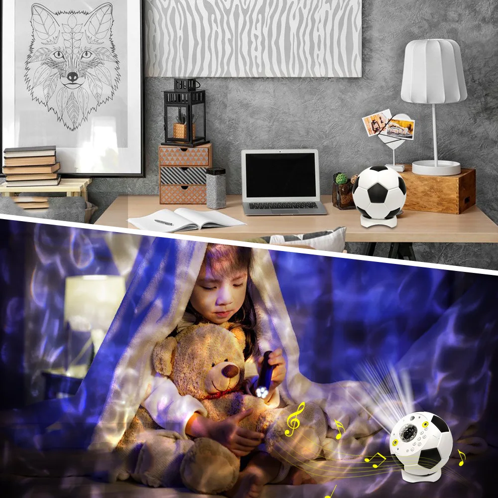 Party Light Football Shaped Laser Light Water Ripple Remote Control Projection Light Starlit Sky Light Holiday Home Decoration
