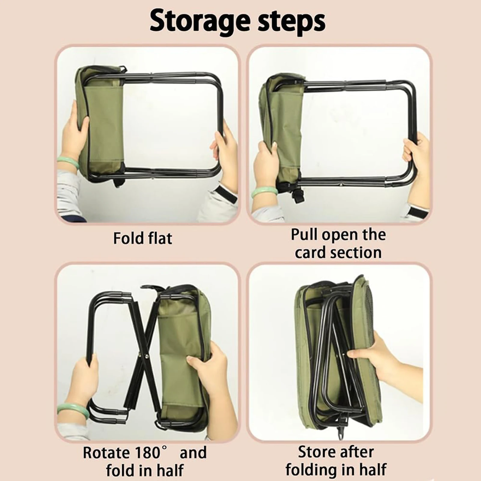 Foldable Chair with Crossbody Bag Design Easy Carry Seat for Fishing Hiking Camping Picnic Travel Daily Outdoor Activities Use