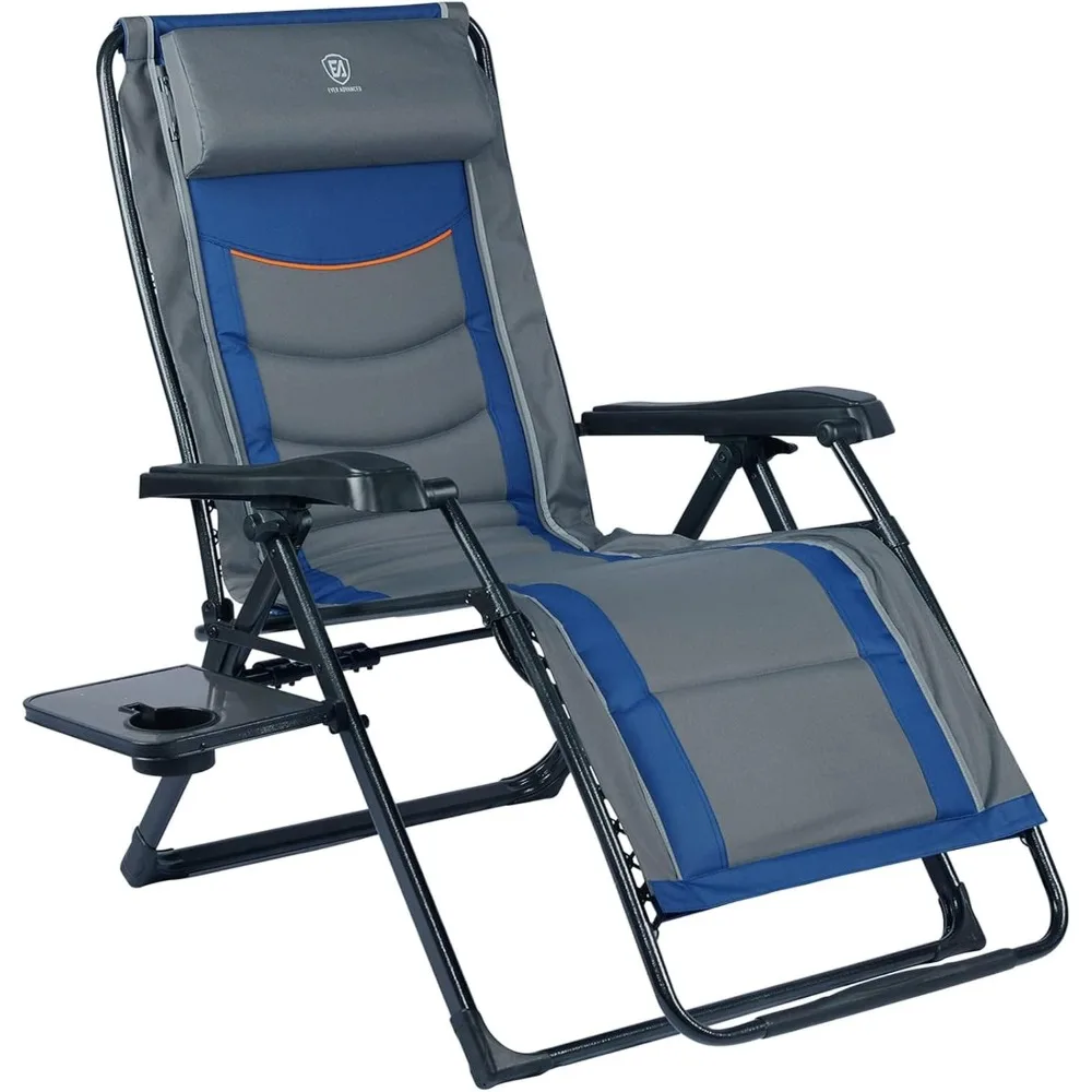 

Oversize XL Zero Gravity Recliner Padded Patio Lounger Chair with Adjustable Headrest Support 350lbs, Blue