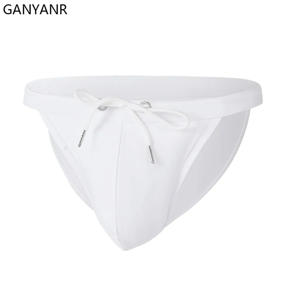 GANYANR Swimwear Men Swim Briefs Sexy Gay Swimming Trunks Sungas Homens Beach Shorts Swimsuit Thong Bathing Suit Bikini Surf