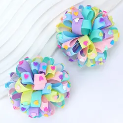 2Pcs Ribbon Hydrangea Hair Clips For Girls Back To School Flower Hairpins Princess Barrettes Boutique Headwear Hair Accessories