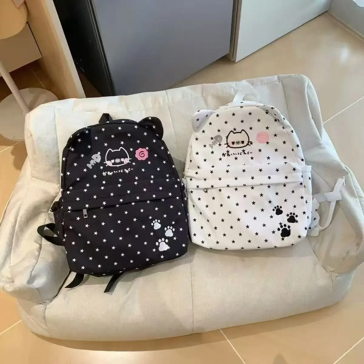 Korean-style Backpack Cat New Big-capacity Cute Y2K Millennial Retro Double-shoulder Backpack Commuting Classes Cute School Bag