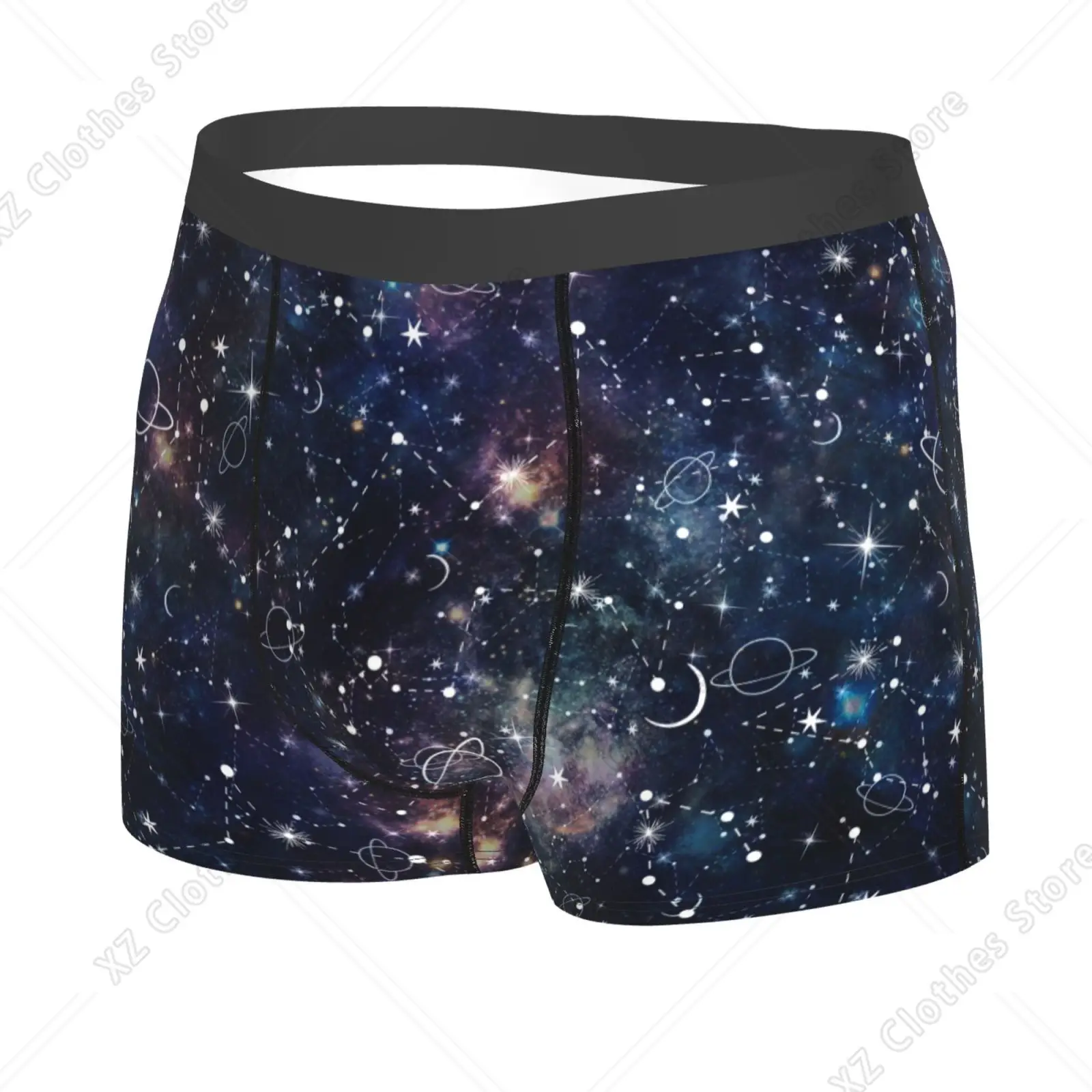 Planet Star Constellation Galaxy Print Man's Boxer Briefs Breathable Funny Underwear High Quality Print Shorts Gift Idea