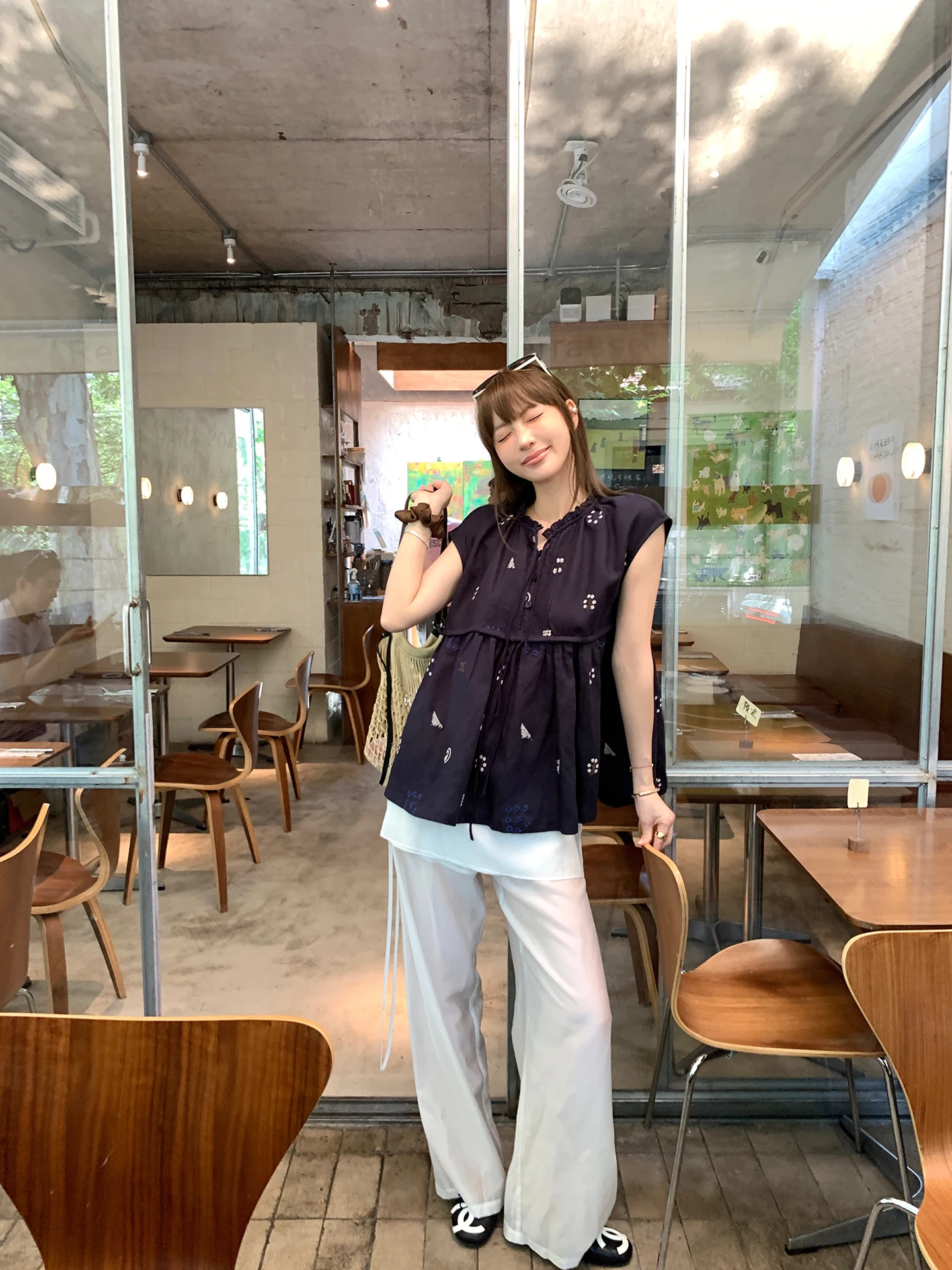 

Женская солнцезащитная рубашка Copenhagen 3C с вышивкой, круглым вырезом, льняными рукавами-крылышками, модная, повседневная.