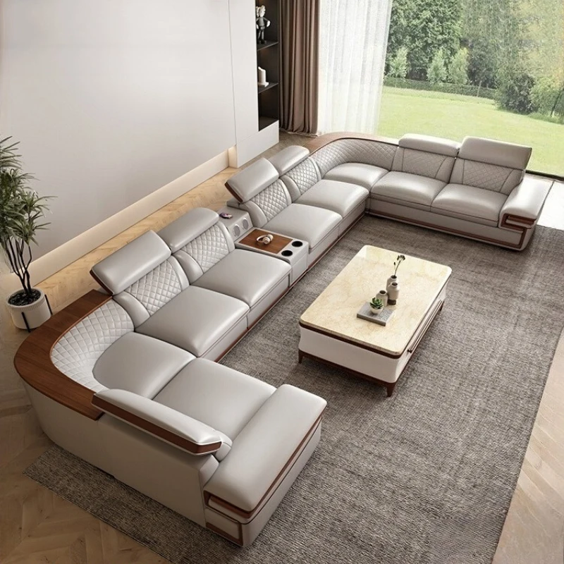 

Genuine Leather Modern Sofas Living Room Recliner Apartment Cinema Sofas Elegant Straight Muebles Para El Hogar Home Furniture