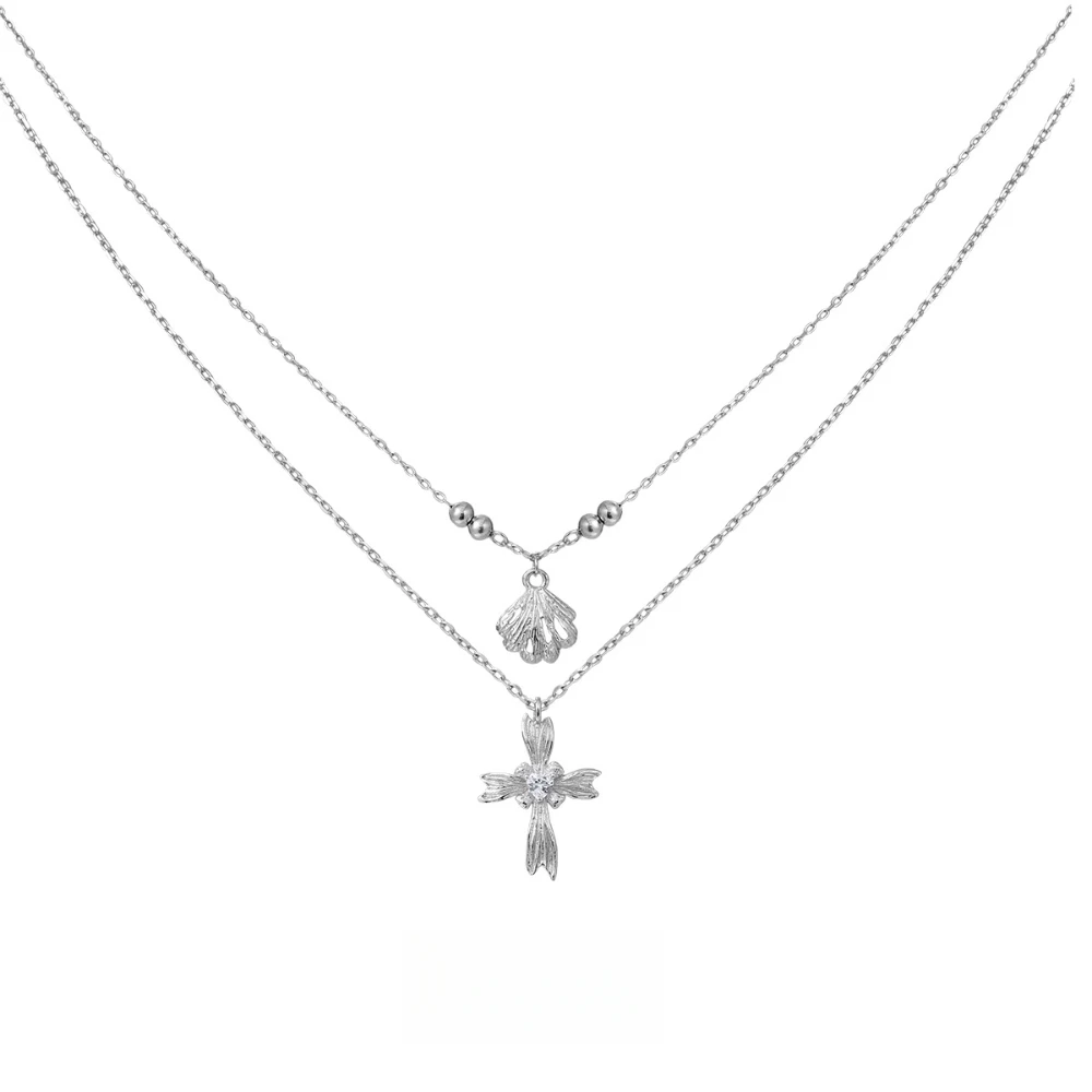 Fish Tail Cross Pendants S925 Sterling Silver Necklace Niche Women's Fashion Fine Jewelry Original Design Wholesale Lover's Gift