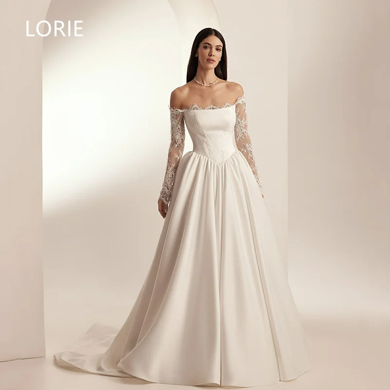 

LORIE Lace Applique A-line Elegant Wedding Dress Off Shoulder Princess Bridal Gowns Backless Wedding Gown Customized 2025