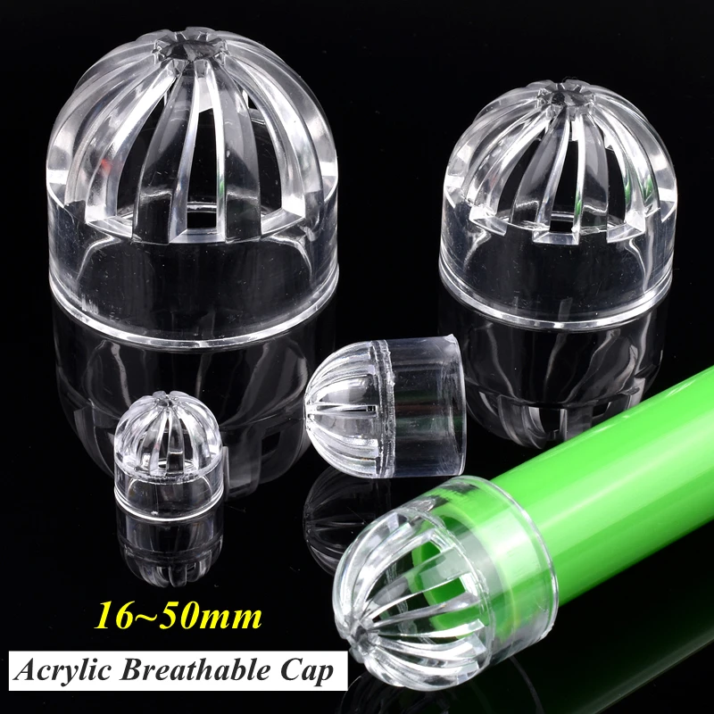 I. D 16-50mm Acrylic Breathable Cap Aquarium Water Pipe Breathable Cap Permeable Mesh Cover Water Tank Overflow Filter Screen