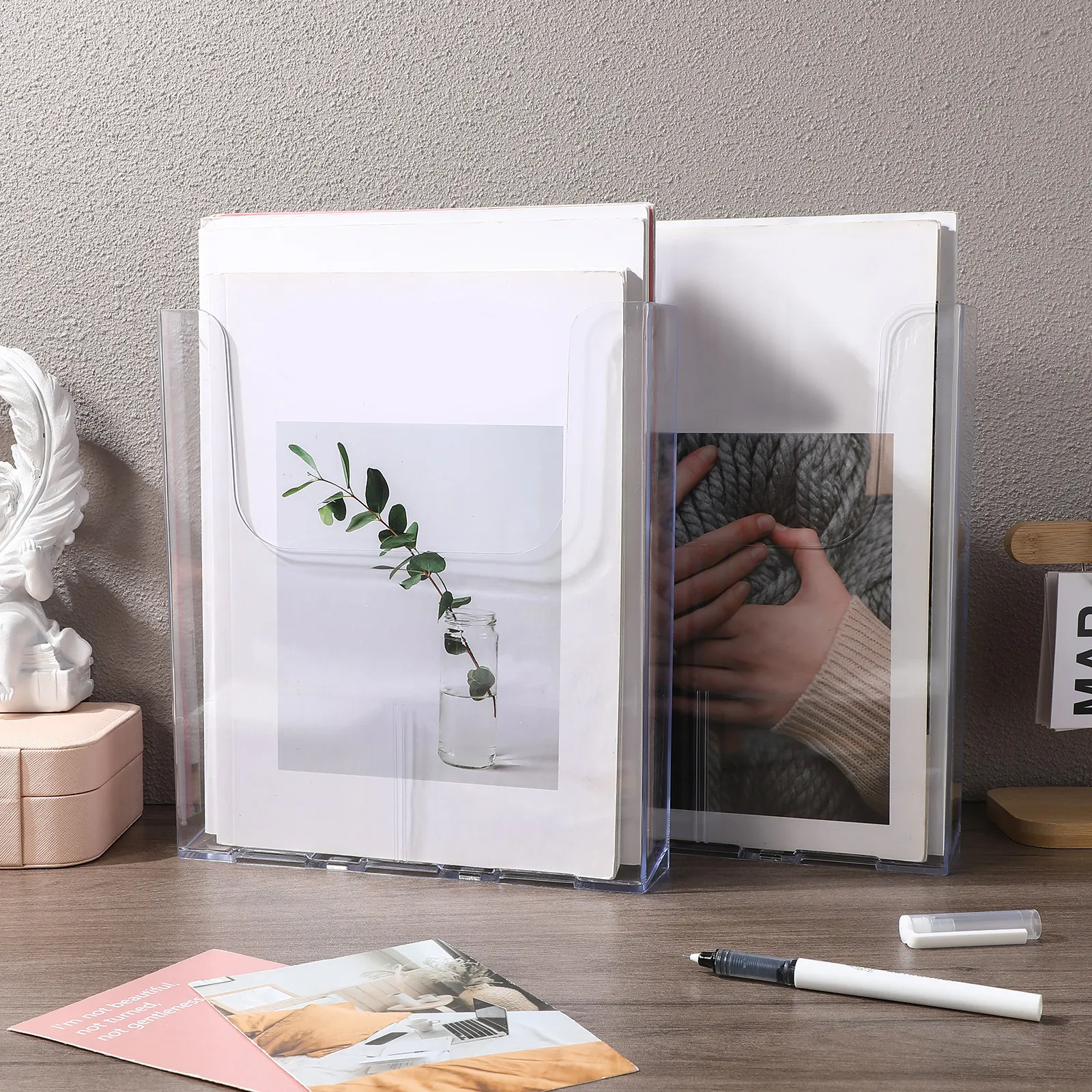 

Wall Mount File Organizer 2 Pack Storage Holder for Magazines Documents A4 Size Office Exhibition Hotel Wall Hanging Folder Rack