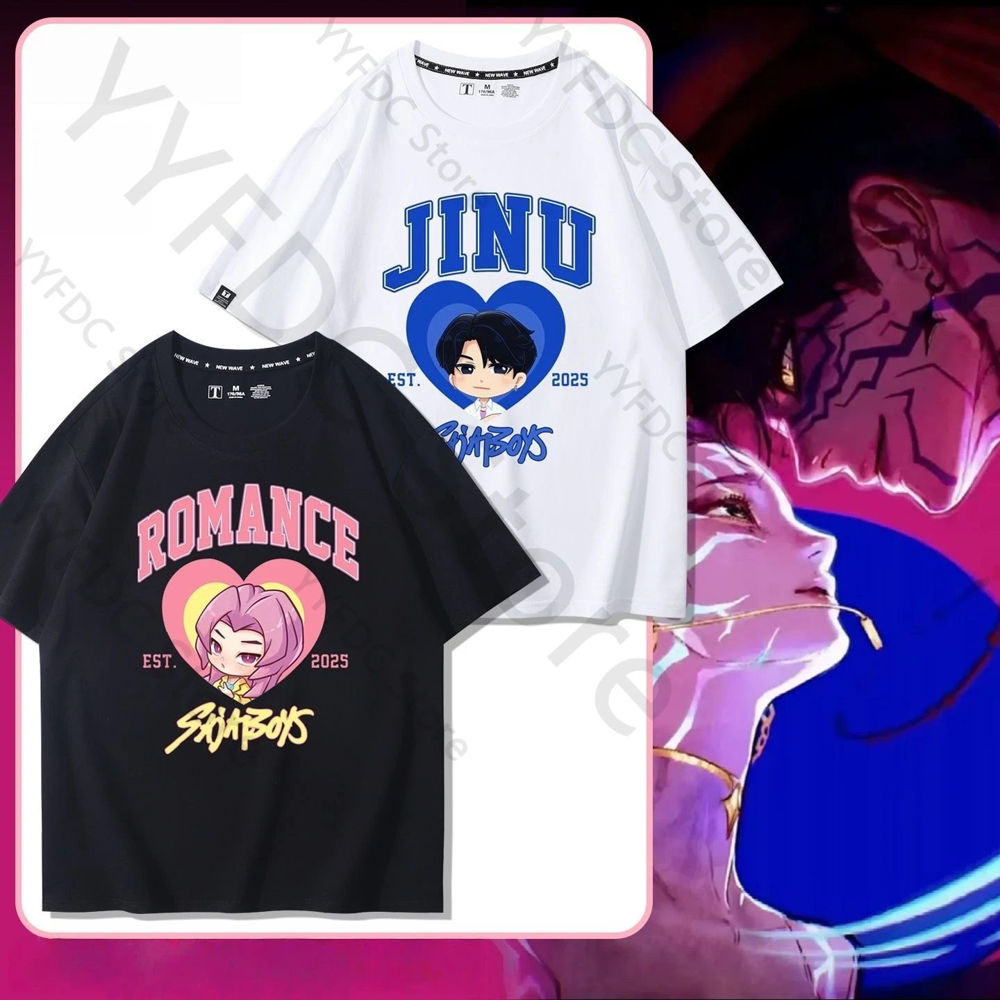 

New Arrivals KPop Demon Hunters T Shirt Saja Boys Cartoon Fashion Letter Print T-shirt Men Women Cotton Short Sleeve Tee Tops