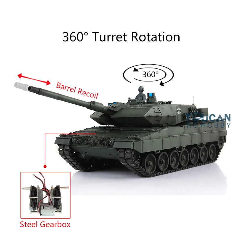 1/16 HENG LONG 7.0 Leopard2A6 RC Tank 3889 Steel Gearbox Barrel Recoil Remote Control Car TH17600-SMT4