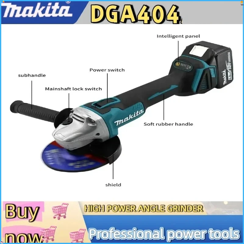 Makita 18V DGA404 Brushless Lithium Electric Angle Grinder Rechargeable Cutting Machine High Power Machine Power Tool