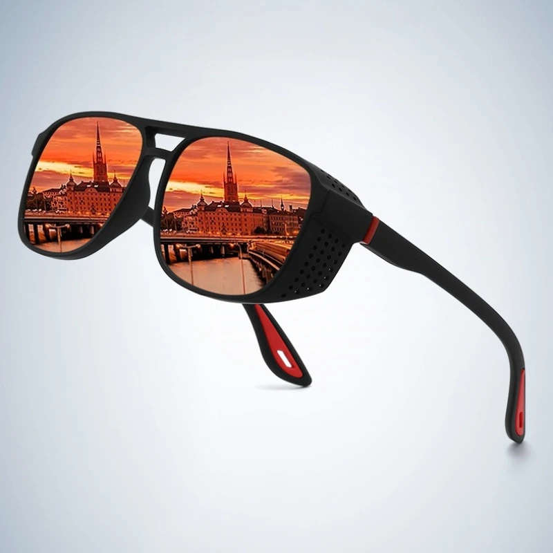 

New Fashion Polarized Sunglasses Double-Bridge Hollowed-Out Side Frames Outdoor Sports UV Protection Eyewear UV400 Unisex