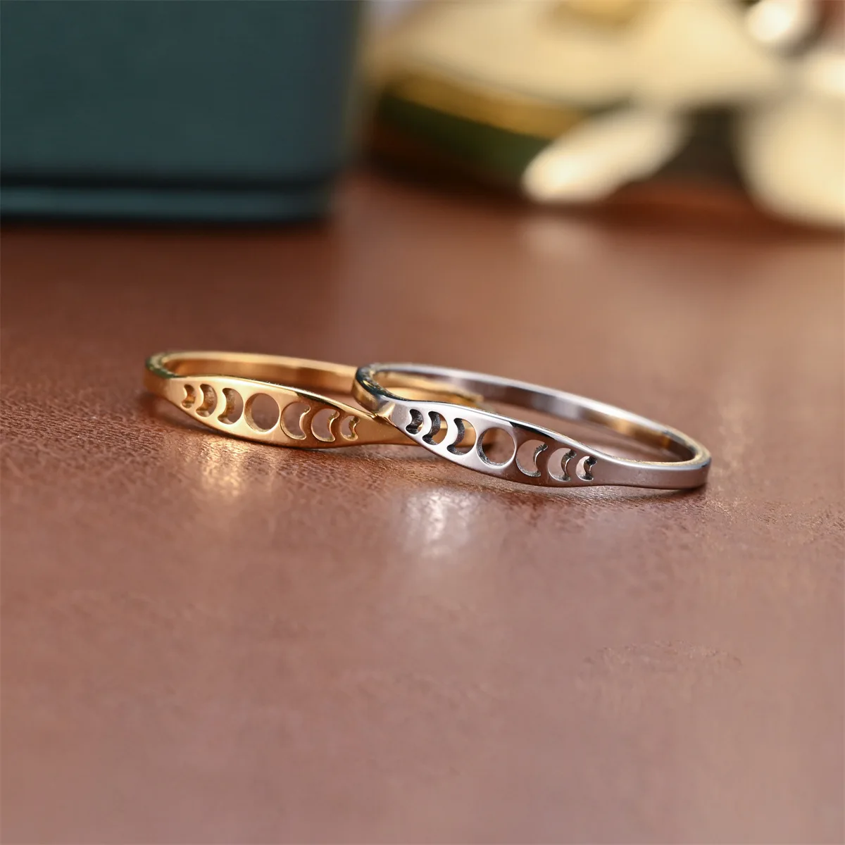 Simple Sky Moon Phase Ring Stainless Steel Crescent Moon Women Rings Amulet Jewelry Aesthetic Gift For Lover Friends Wholesale