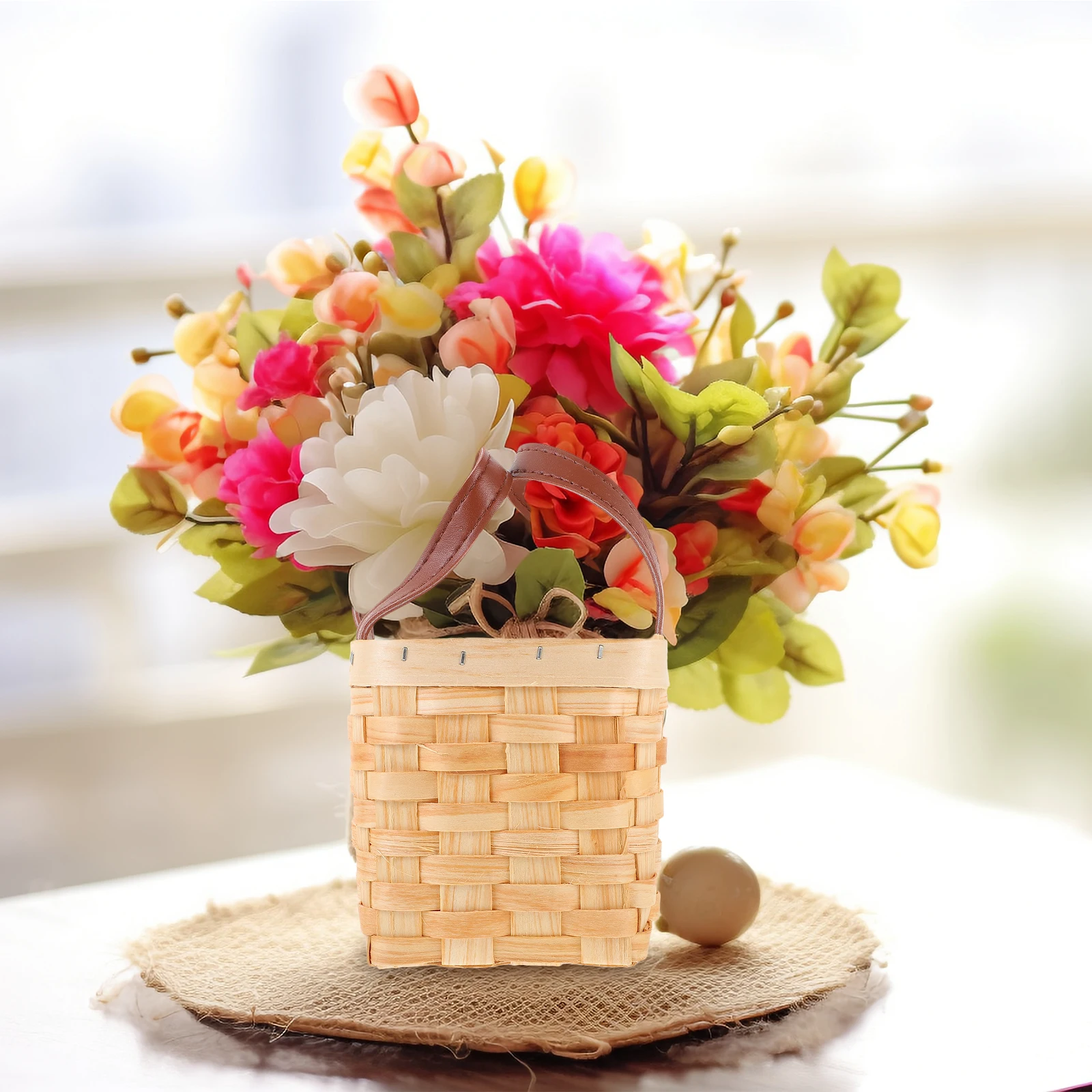 

Wooden H Woven Basket H Basket for Flowers Storage ganization Decorative Woven Baskets Small Capacity