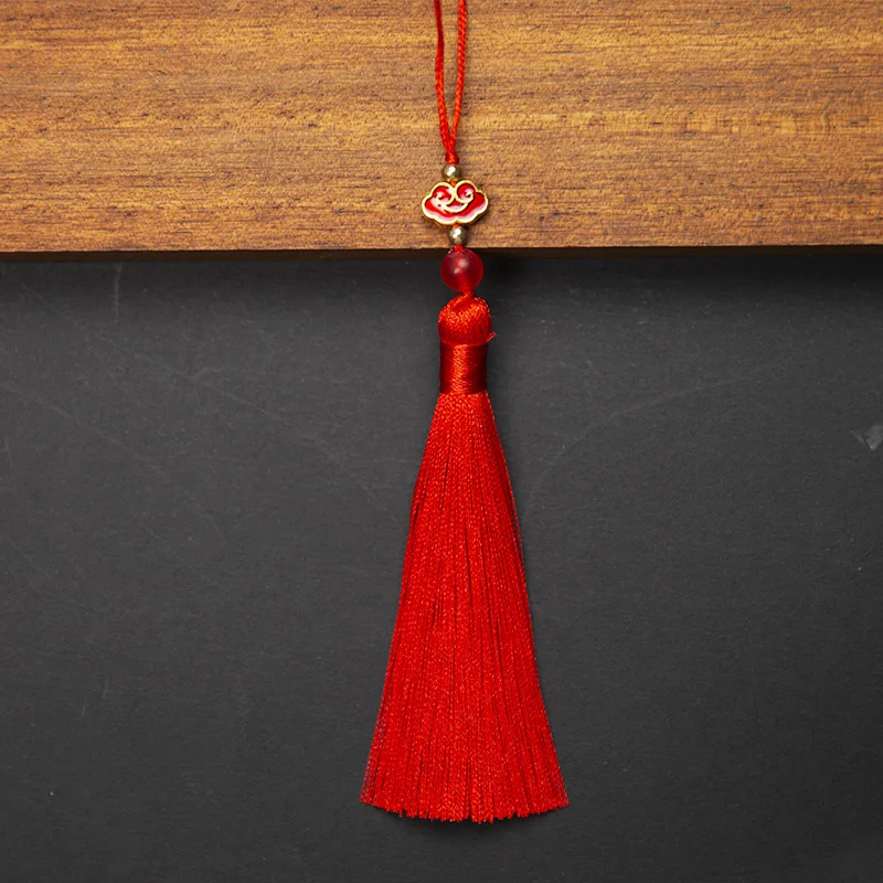 10cm Polyester Silk Tassels Auspicious Clouds Cap Fringe for DIY Crafts Bag Clothing Accessories Curtains Home Decoration 5PCS