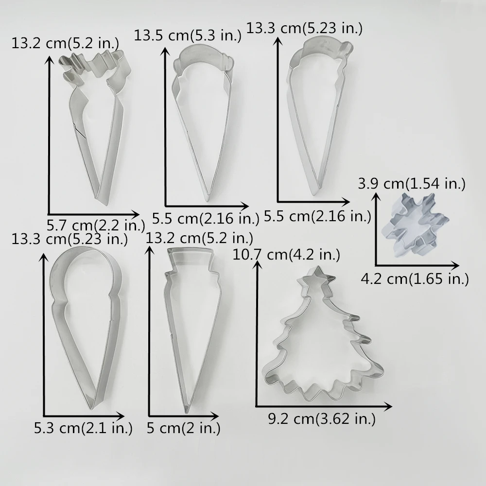 KENIAO Christmas Platter Cookie Cutter Set - 7 PC - Snowflake, Reindeer, Snowman, Santa Biscuit Bread Molds - Stainless Steel