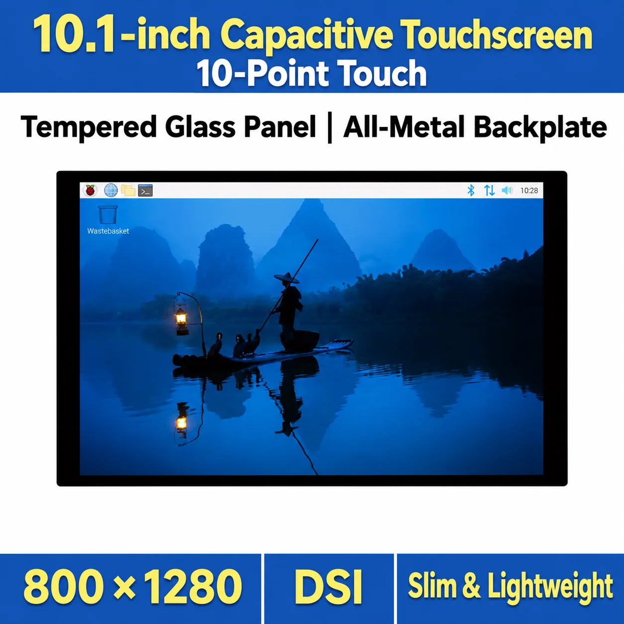 10.1-DSI-TOUCH-A Waveshare Capacitive Touch Display 800x1280 IPS Panel 178 Viewing Angle for Raspberry Pi 5/4B/3B/3B+/3A+/A405