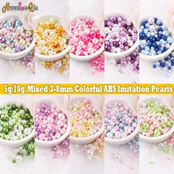 5g Mix 3-8mm Colorful ABS Imitation Pearls Round Beads with Holes for Needlework Jewelry Making DIY Charms Handmade Bracelet