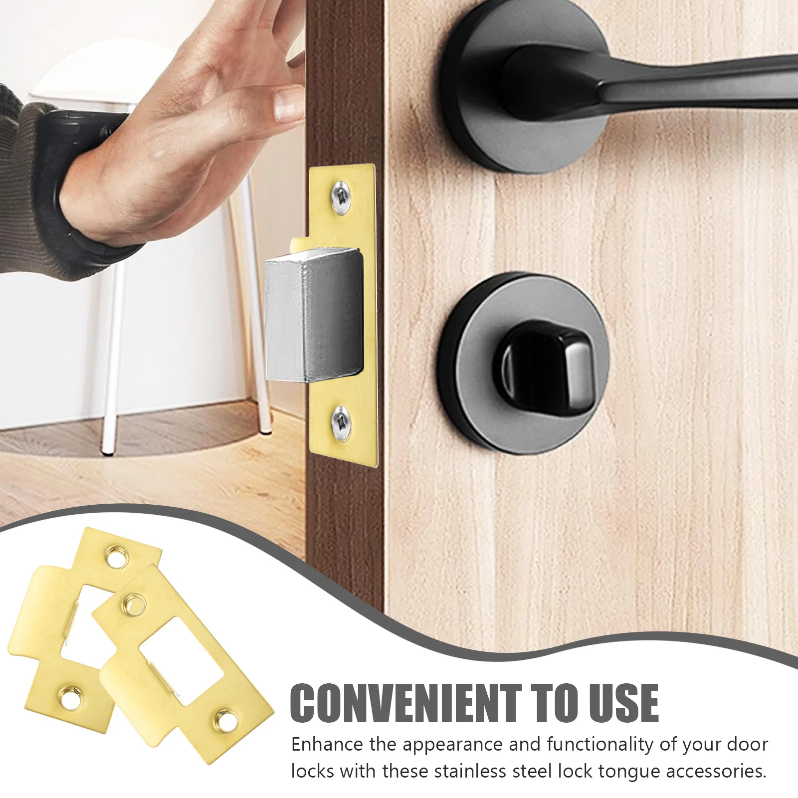 2 szt. Stal nierdzewna Osłona otworu zamka zatrzaskowego, zaślepka otworu w drzwiach, zestaw do wzmocnienia drzwi i poprawy bezpieczeństwa