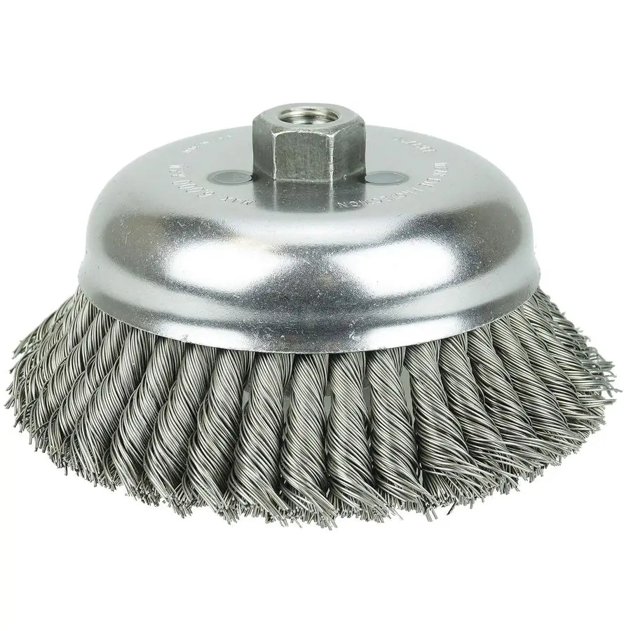 

12856 6 Single Row Knot Wire Cup Brush, .023 Steel Fill, 5 811 UNC Nut, Made in The USA