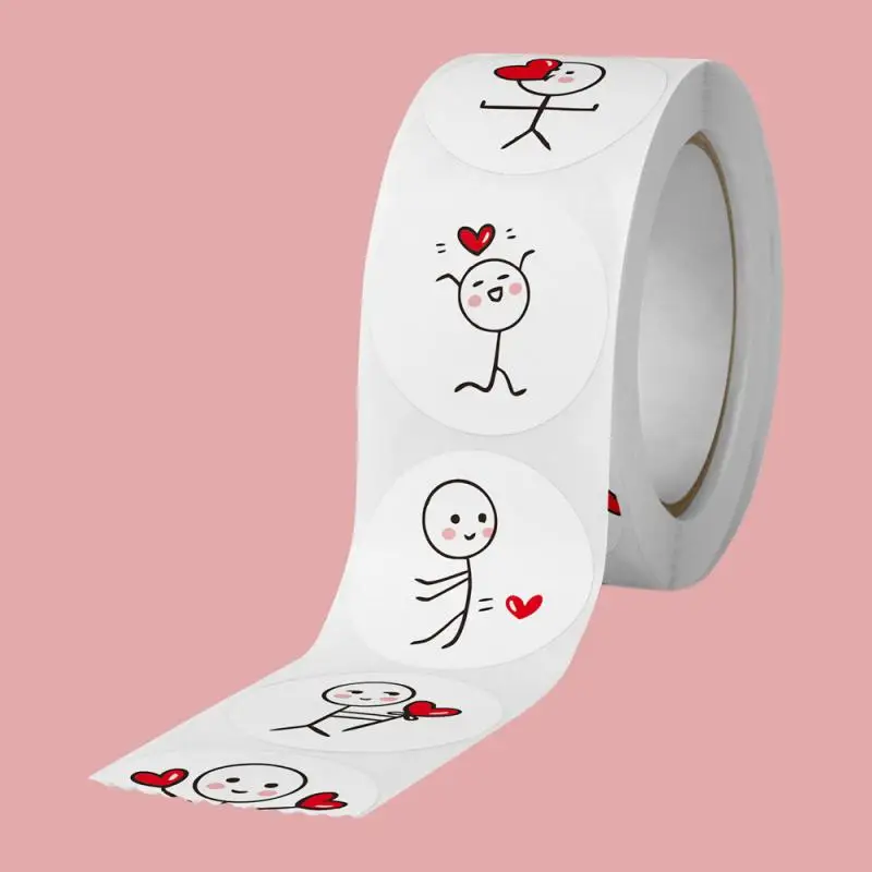 500pcs 20mm Cartoon Reward Sticker Roll Love Labels Valentine's Day Sticker for Wedding Gift Decor Envelope Sealing Scrapbooking