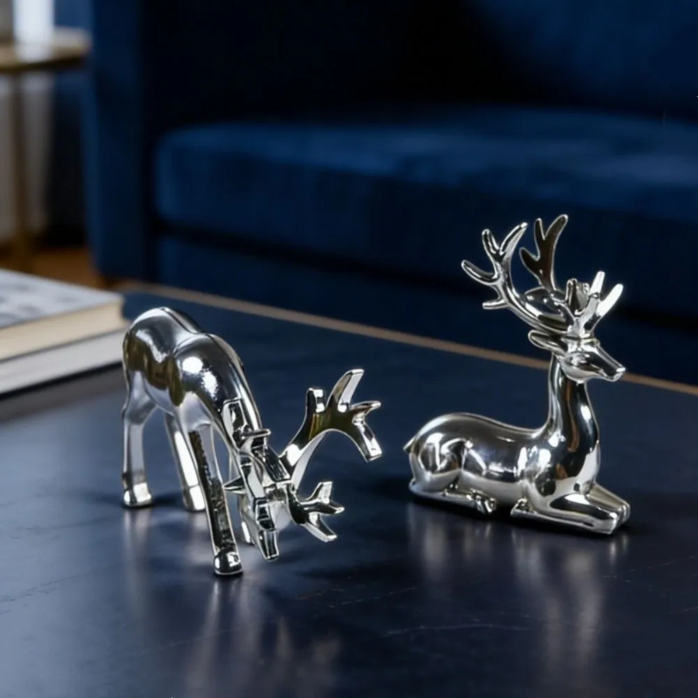 Creative Deer Desktop Ornament Sitting/Standing Position Cute Reindeer Sculpture Durable Exquisite Elk Figurine TV Cabinet