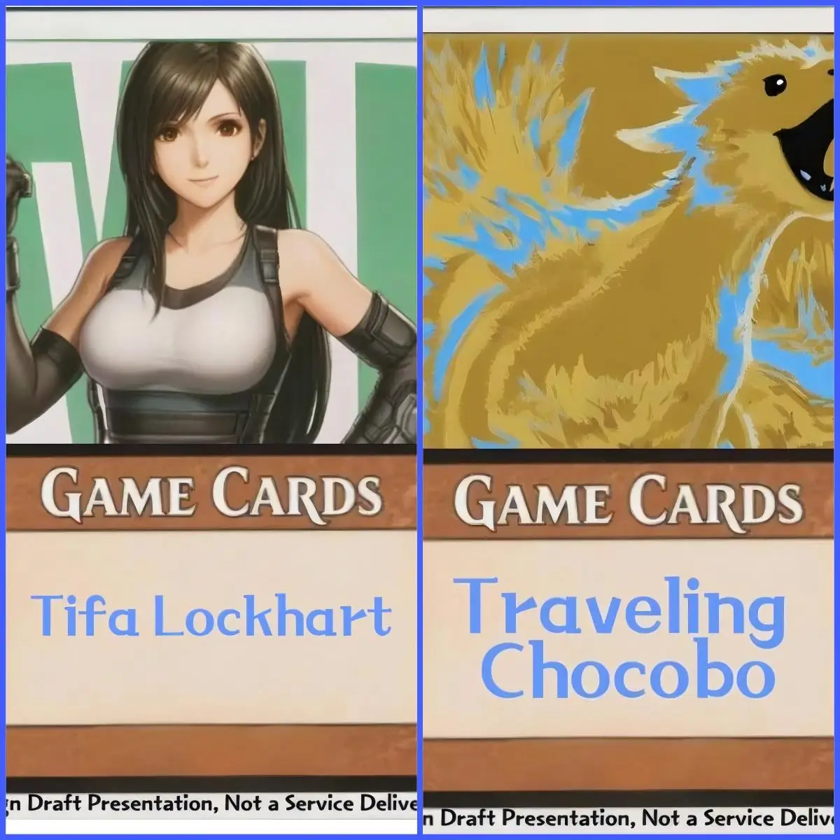 

Продажа прокси-карт высшего качества: Фольга 21, Бастер-свитер, «Путешествующий чокобо», Тифа Локхарт, «Суммон Виви», Орнитиер