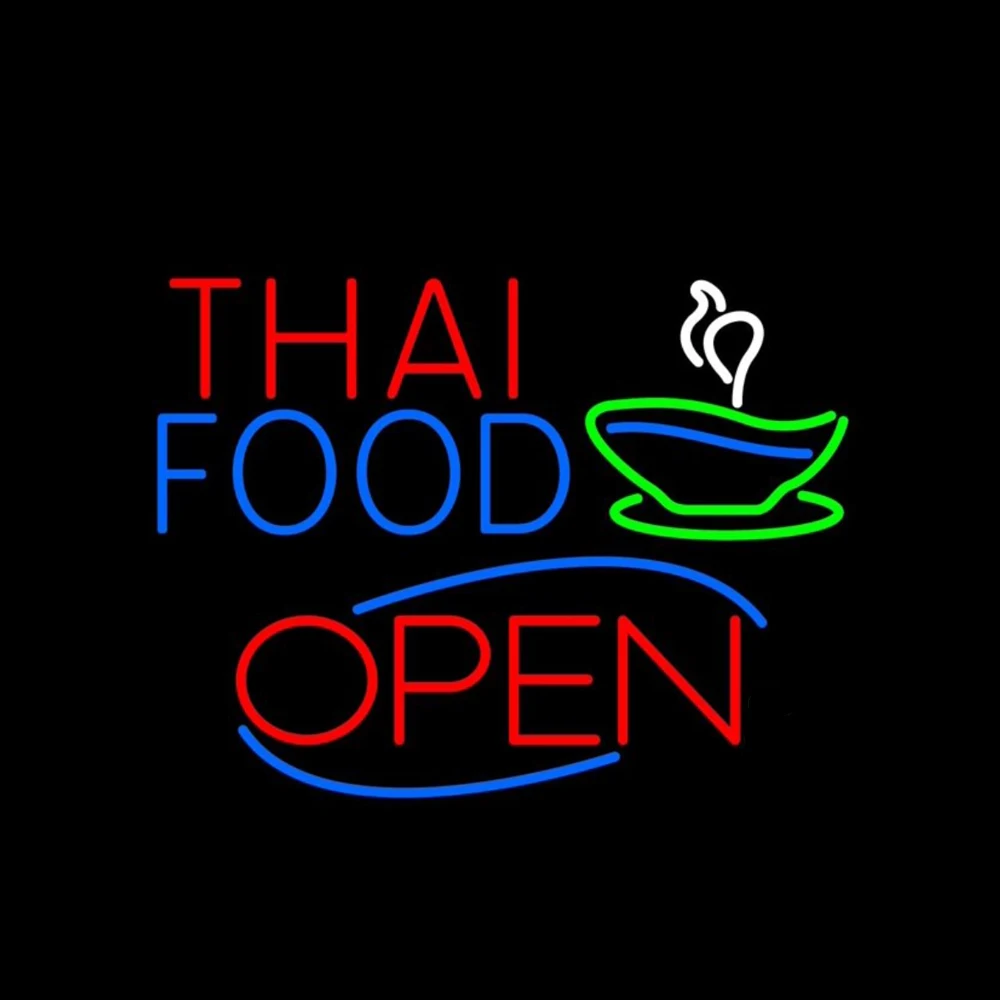 Thai Food Bowl Open Dish Custom Handmade Real Glass Tube Store Decor Restaurant Advertise Gift Display Neon Light Sign 19