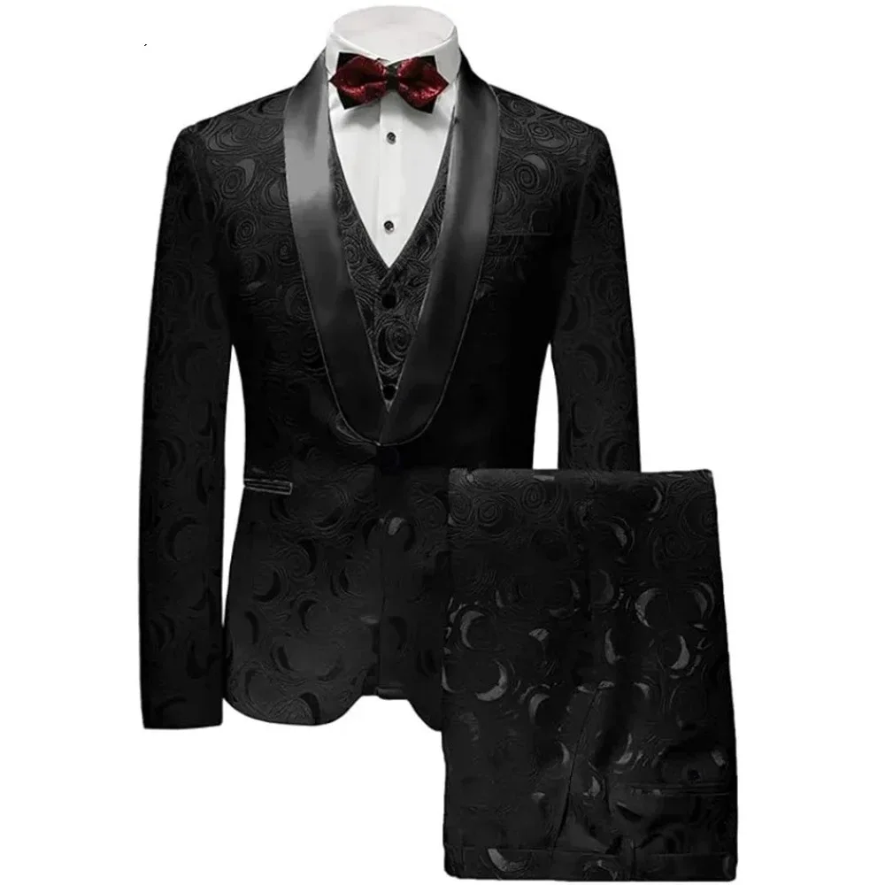European and American Men's New Suit Design Retro Suit Set Stage High-end Performance Vest+coat+pants Three-piece Suit