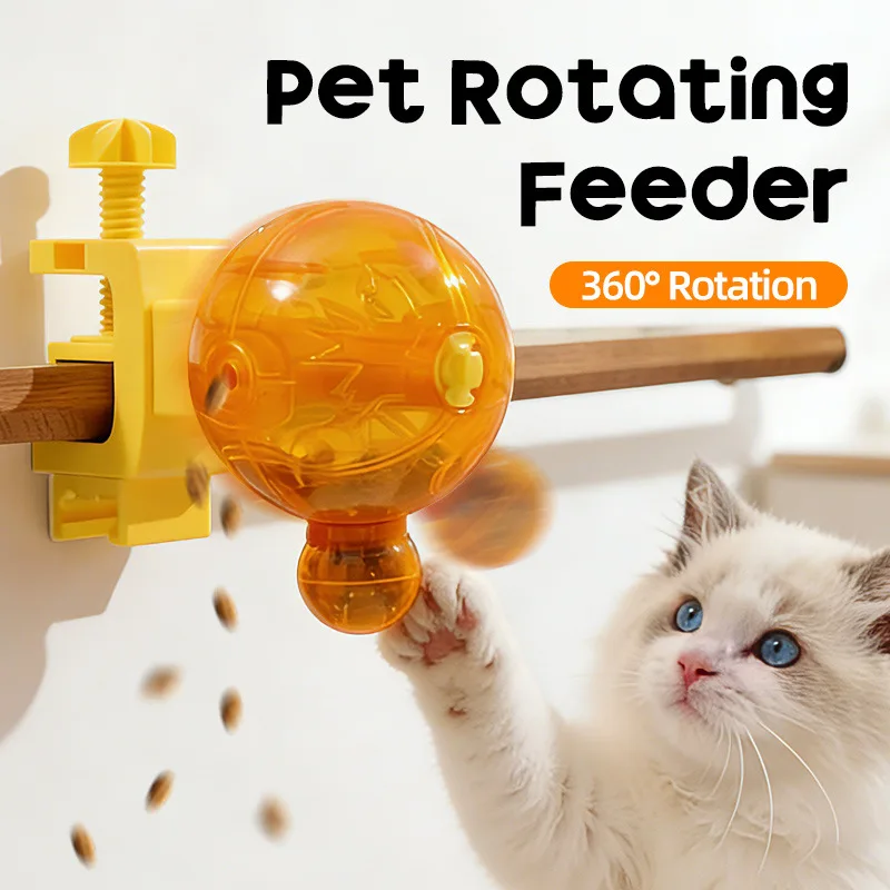 New Pet Orange Treat Dispensing Toy for Cats, Adjustable Freeze-Dried Slow Feeder, Cat Teaser Wand Supplies