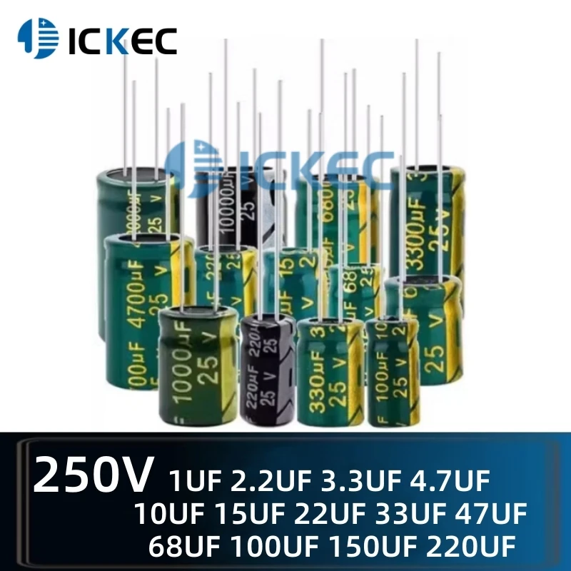 

Leaded Inline Electrolytic Capacitors 250V 1UF 2.2UF 3.3UF 4.7UF 10UF 15UF 22UF 33UF 47UF 68UF 100UF 150UF 150UF 220UF 220UF