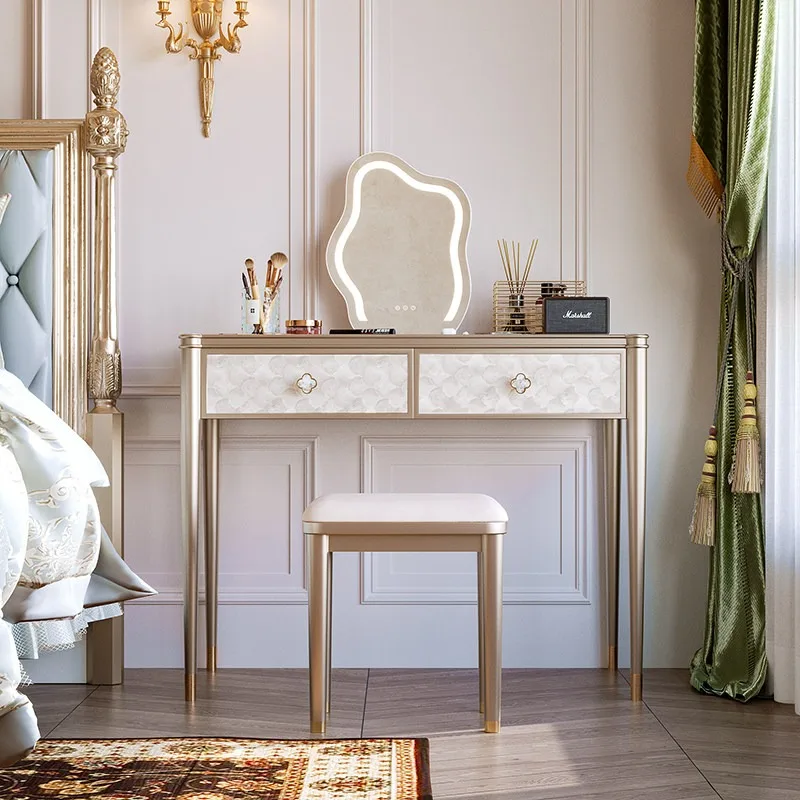 American light luxury solid wood dresser, modern simple dressing table storage cabinet, high-end French light luxury shell makeu