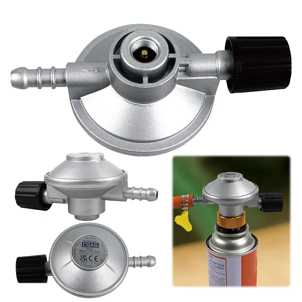 Low  Gas Regulator Adjustable Disposal Bottle Valve Barb Hose Connection 7/16 Inch for Camping Stove Grill Heater