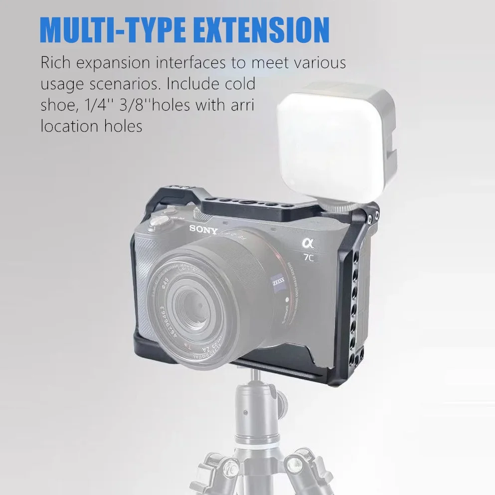 A7C Camera Full Cage Protective Frame for Sony Alpha 7C a7C Camera, Aluminum AlloyExtension Mounting Bracket Filming Accessories