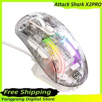 Attack Shark X2pro RGB Wireless Bluetooth Three-mode Transparent Gaming Mouse With Digital Screen Magnetic Suction Charging Base