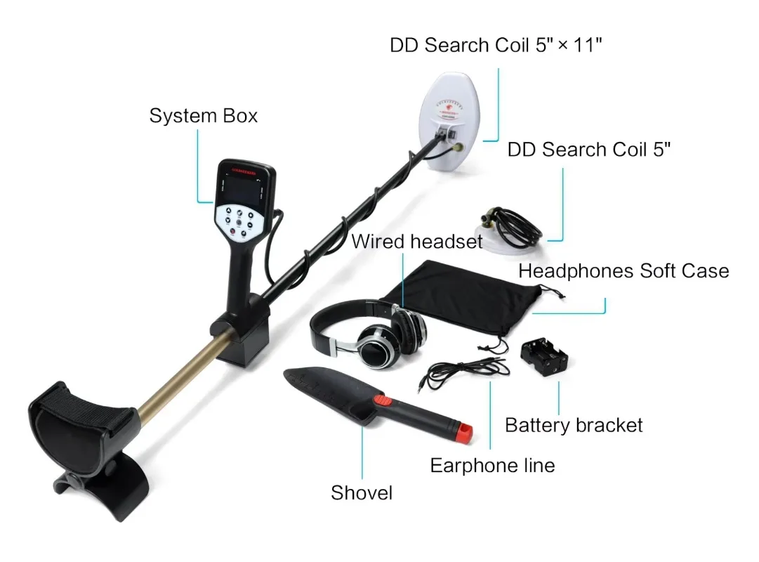 GDS2000 GOLDSEEKERS High Sensitivity Metal Detector Double Coil Underground Treasure Hunter with LCD Display