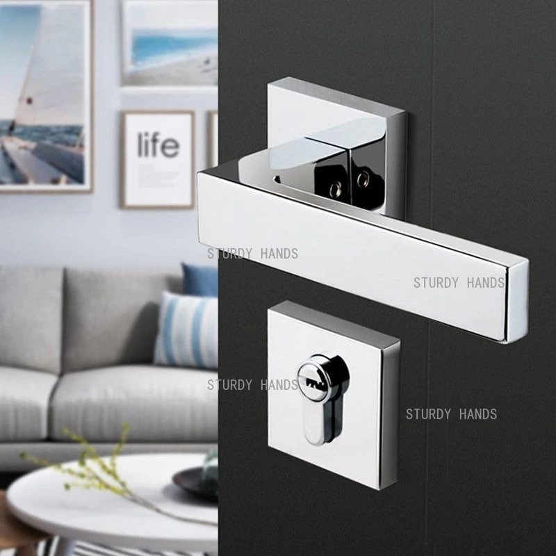 

1 set of zinc alloy modern simple silent door lock indoor bedroom solid wood door handle split lock