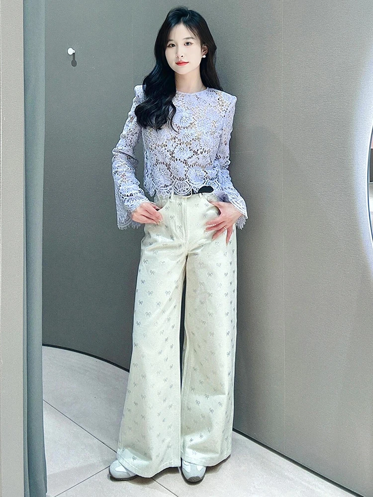 

ort Lace Hollow out Women's irt SP Home South Oil High End Summer Faion 2025 Ele Lady Sle Top Quali Fabric